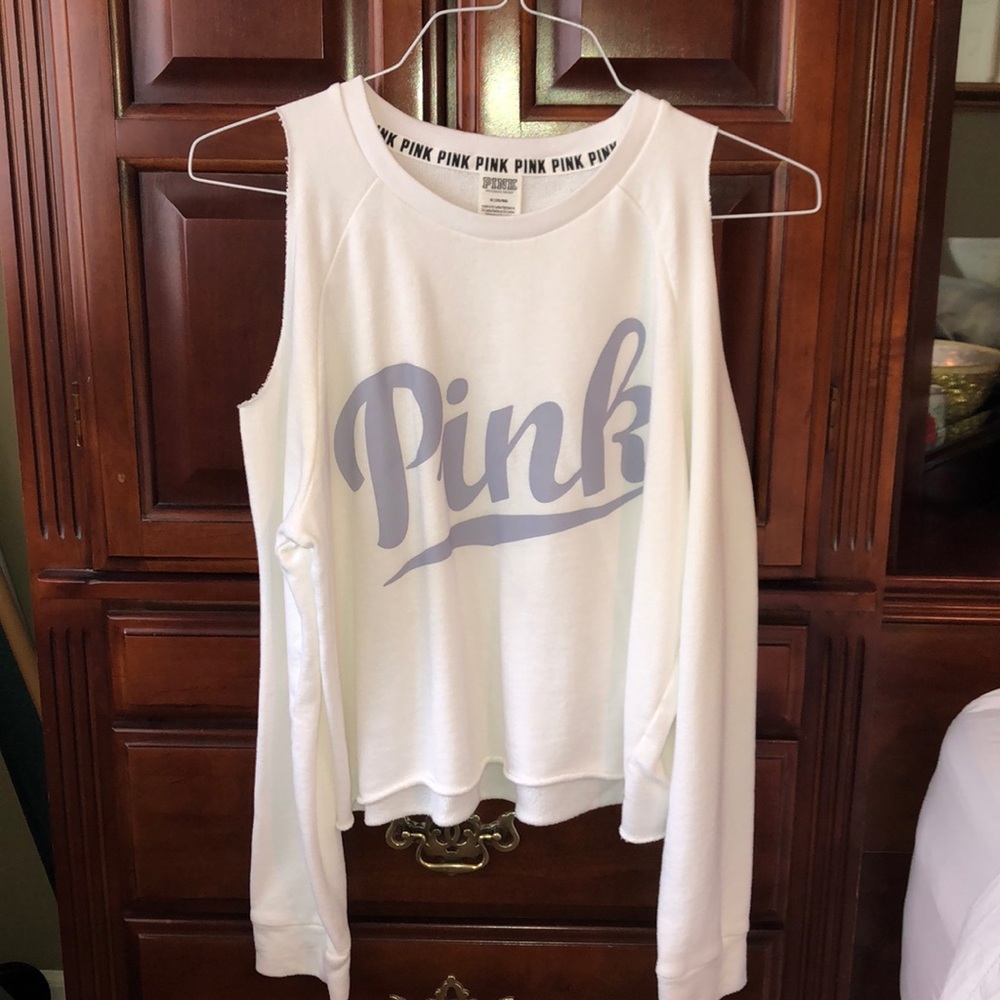 White Cold Shoulder VS Pink Sweatshirt